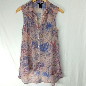Sheer Paisley Sleeveless Top
